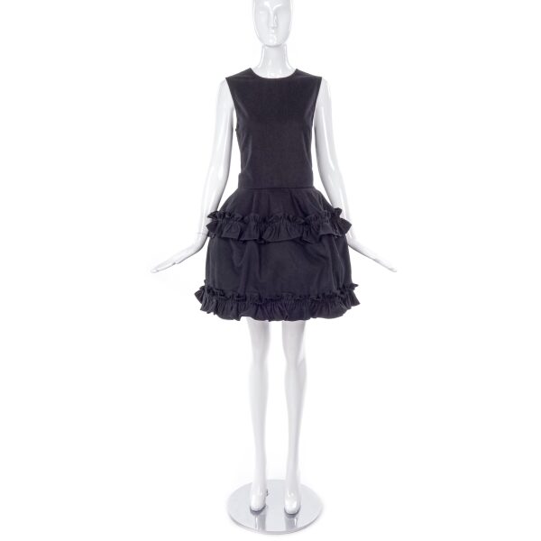Simone Rocha Black Ruffle "Hoop" Shape Denim Dress