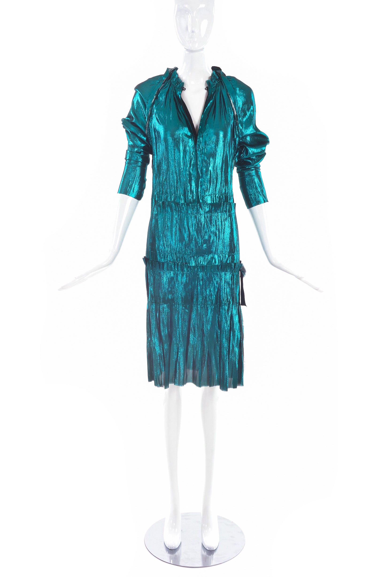 Lanvin Green Blue Turquoise Metallic Drop Waist Dress Spring 2014 Runway Lanvin Green Blue Turquoise Metallic Drop Waist Dress Spring 2014 Runway