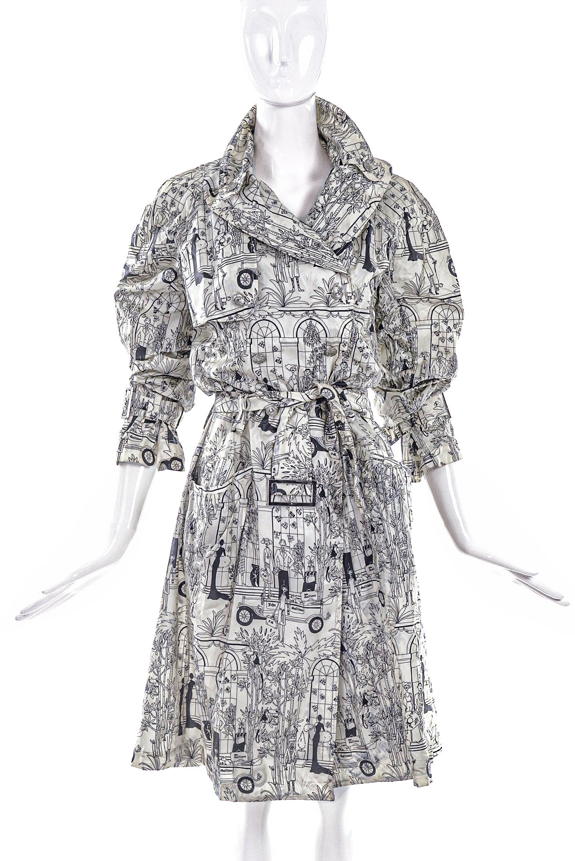 John Galliano White & Black Print Rain Coat John Galliano White & Black Print Rain Coat