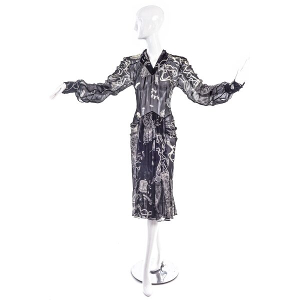 John Galliano Black & White Chiffon Dress FW2003 “Joan Crawford” Collection