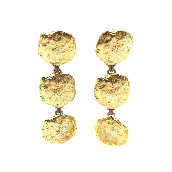 Sonia Rykiel Gold Chic Massive Gold Hammered Earrings #