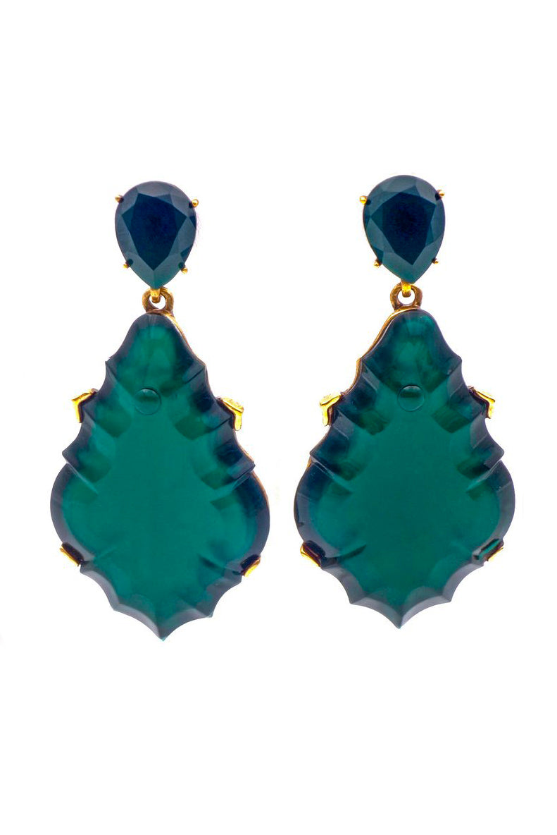 Oscar de la Renta Emerald Green Large Art Deco Teardrop Earring Oscar de la Renta Emerald Green Large Art Deco Teardrop Earring