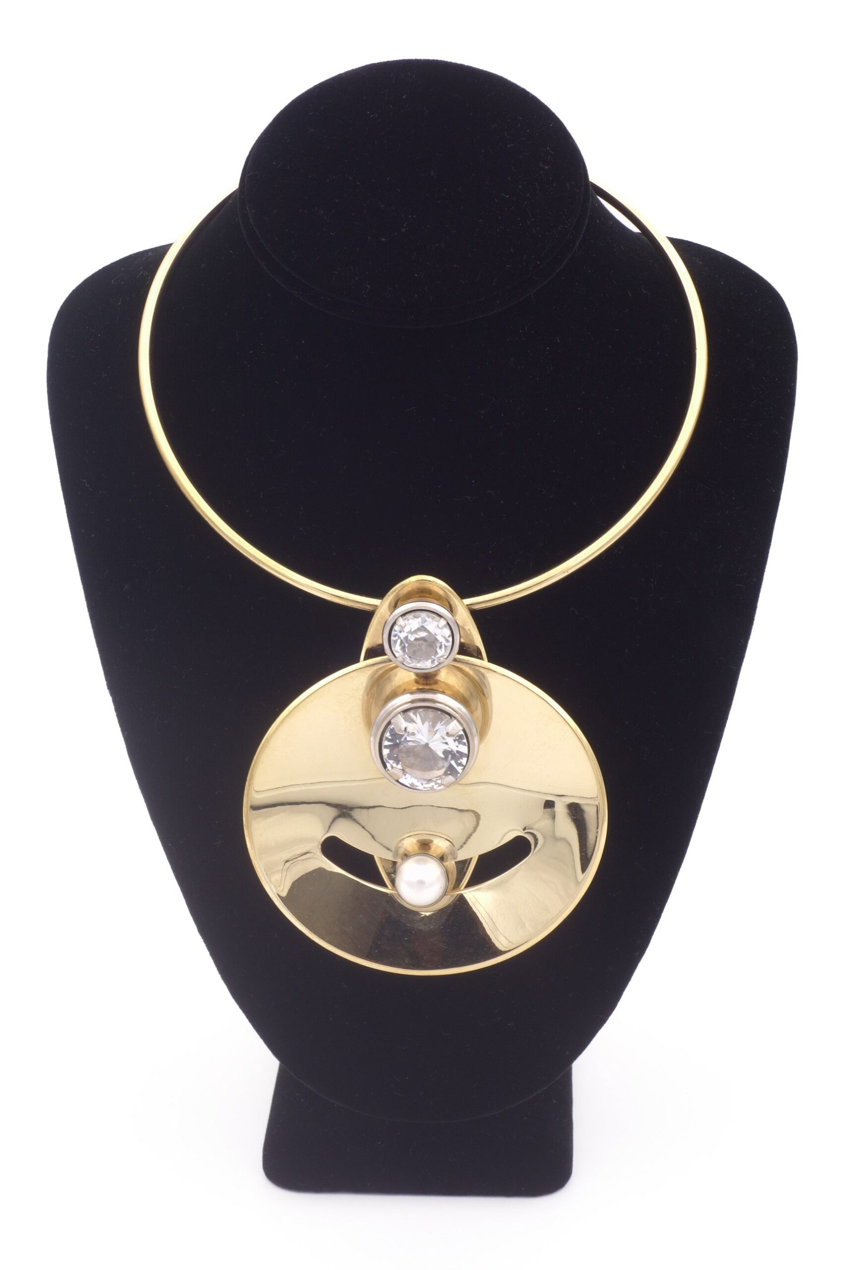 Lanvin Geometric Gold Disc with Pearl and Diamond Necklace FW2011 Lanvin Geometric Gold Disc with Pearl and Diamond Necklace FW2011