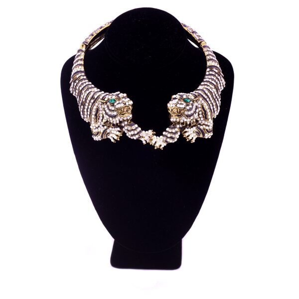 Roberto Cavalli Double Tiger Statement Choker Necklace SS2013
