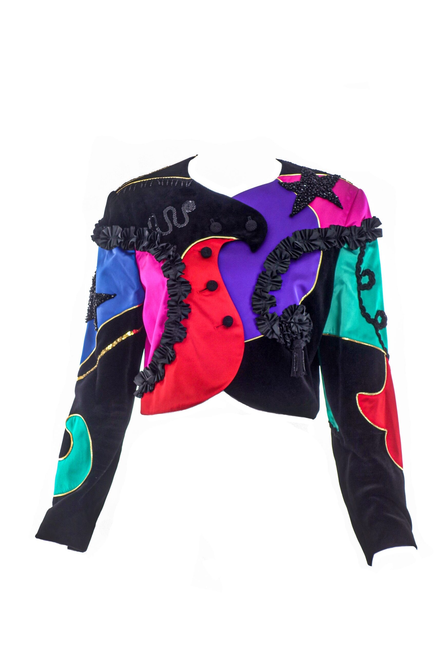Louis Féraud Multi Color Patchwork Jacket with Star Beading Louis Féraud Multi Color Patchwork Jacket with Star Beading