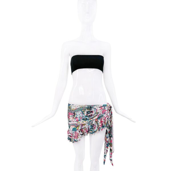 Christian Dior Multicolor Tattoo Print Wrap Skirt