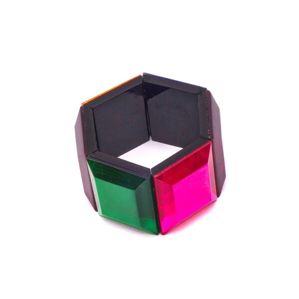Vintage Lucite Square Multi Color Geometric Mod Disco Bracelet