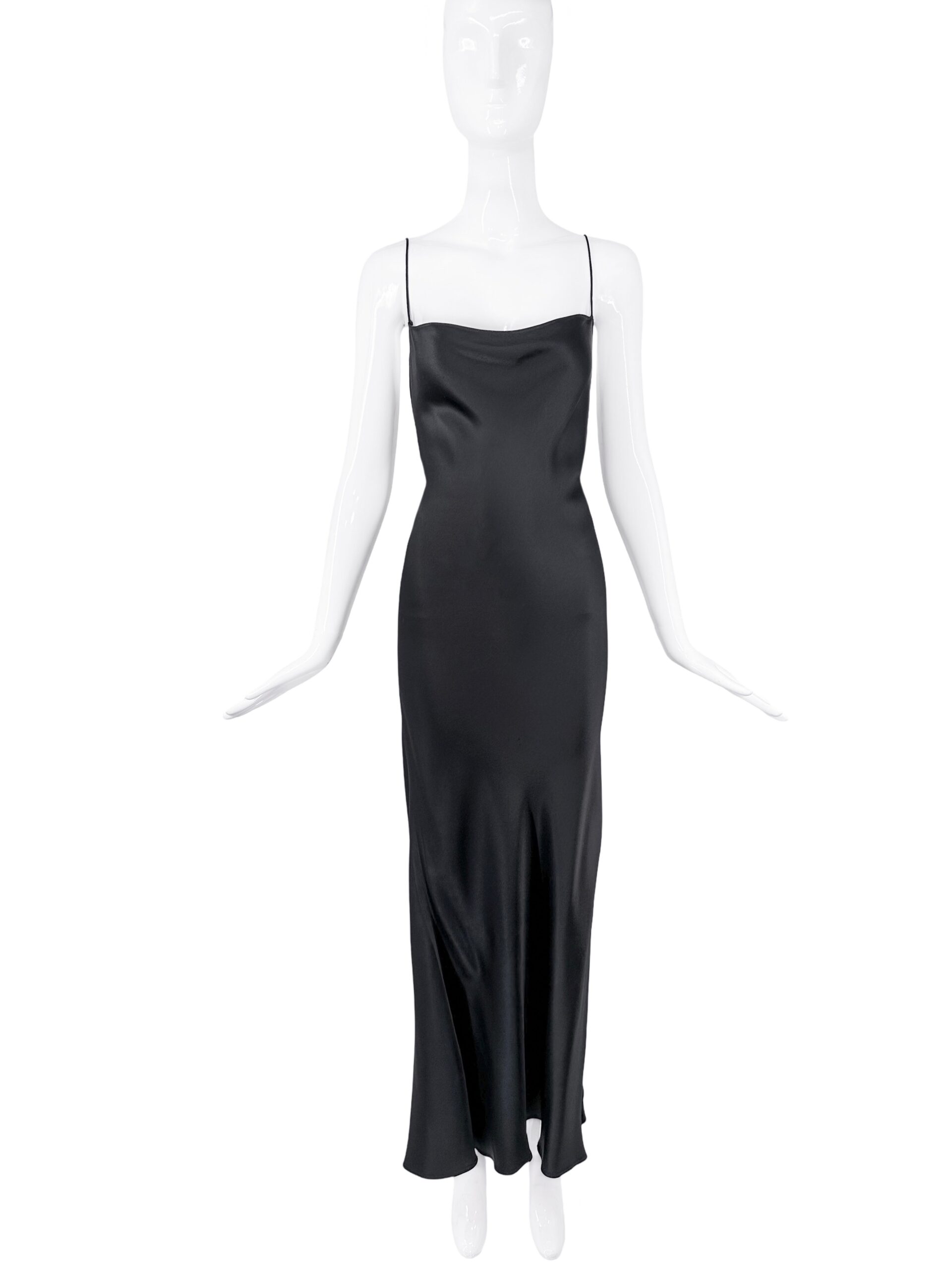 Donna Karan Black Silk Satin Slip Dress Gown Donna Karan Black Silk Satin Slip Dress Gown