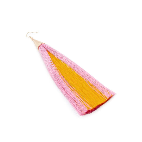 Eddie Borgo Pink and Marigold Yellow Long Fringe Earrings