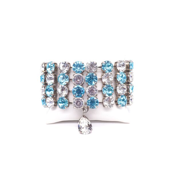 Fausto Puglisi Aquamarine Blue and Crystal Diamond Bracelet / Choker