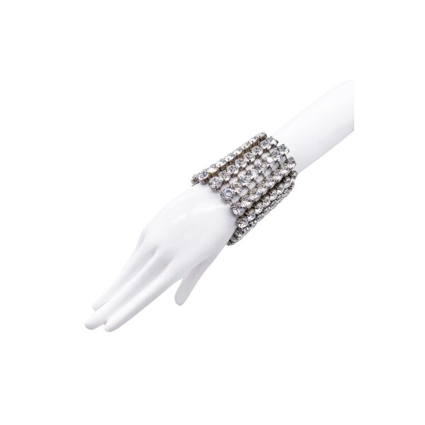 Fausto Puglisi Silver Crystal Diamond Extra Wide Cuff Bracelet