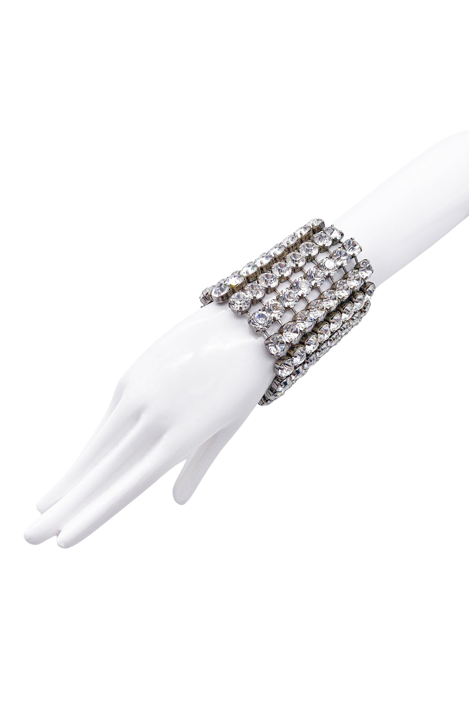 Fausto Puglisi Silver Crystal Diamond Extra Wide Cuff Bracelet Fausto Puglisi Silver Crystal Diamond Extra Wide Cuff Bracelet