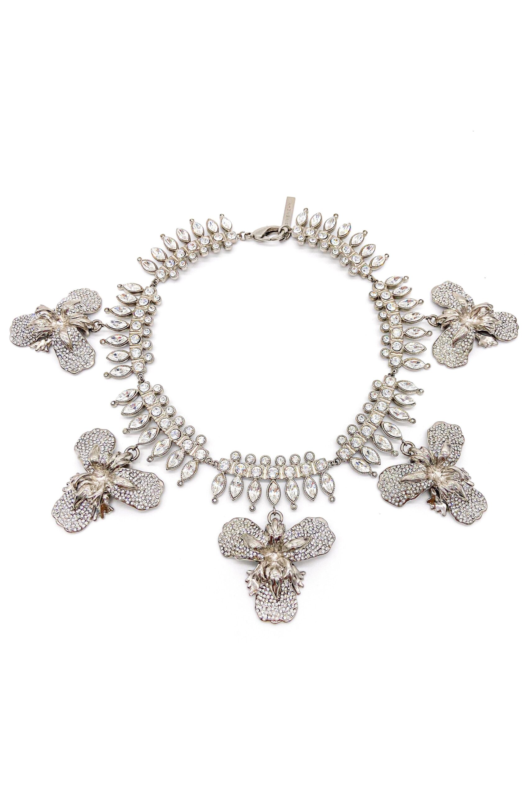 Givenchy Silver Crystal Spike Orchid Necklace Givenchy Silver Crystal Spike Orchid Necklace