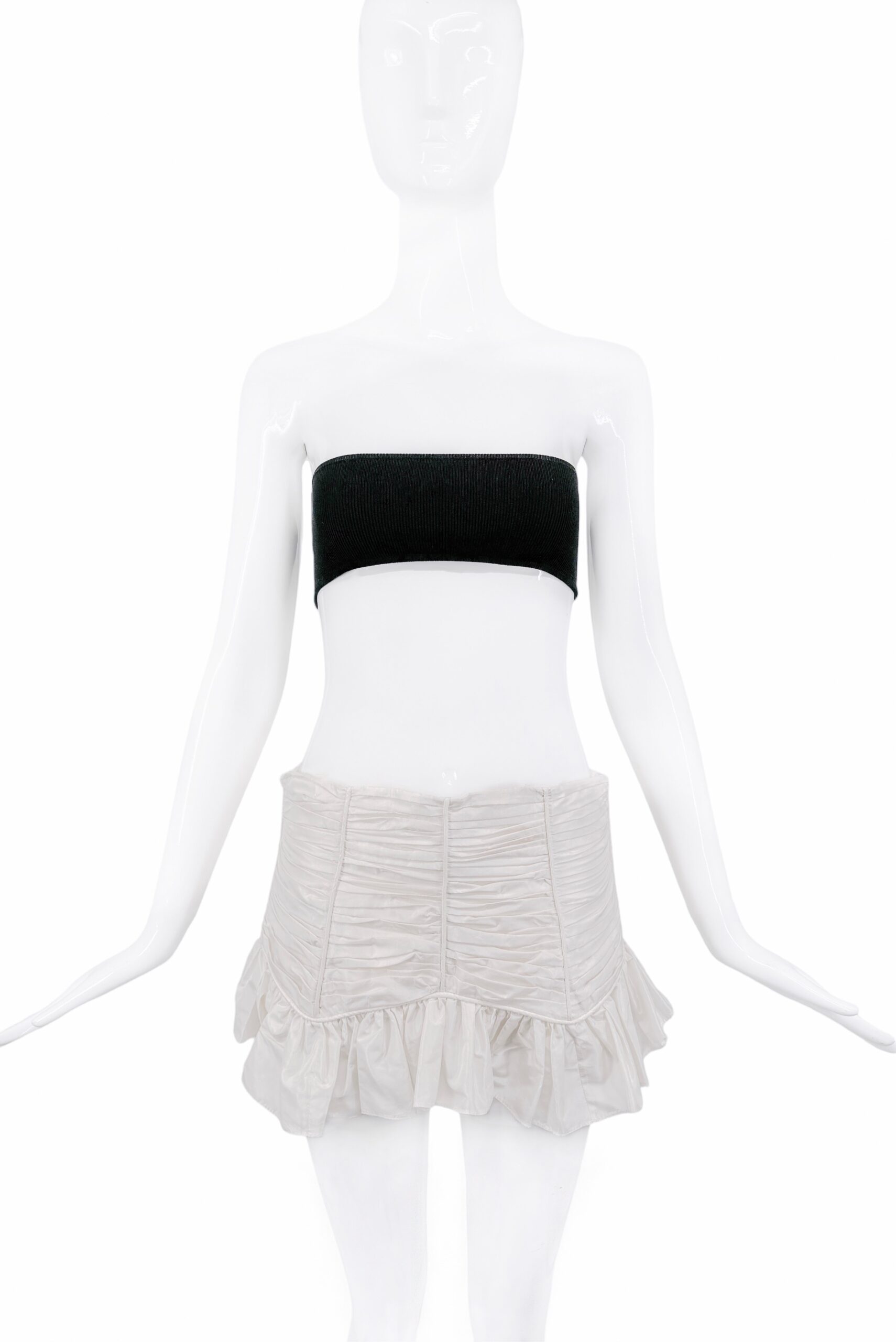 Givenchy White Ivory Ruched Ruffle Mini Skirt Givenchy White Ivory Ruched Ruffle Mini Skirt