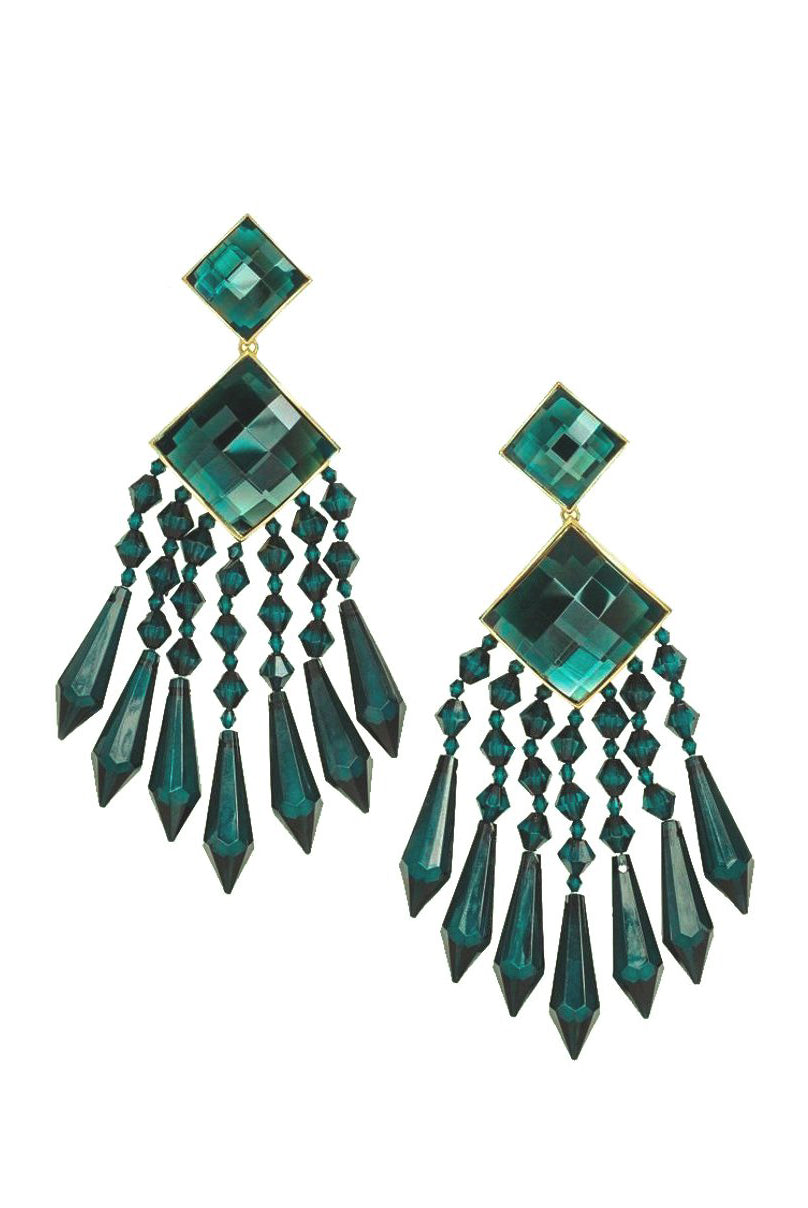 Balmain Emerald Green Crystal Chandelier Earrings Balmain Emerald Green Crystal Chandelier Earrings