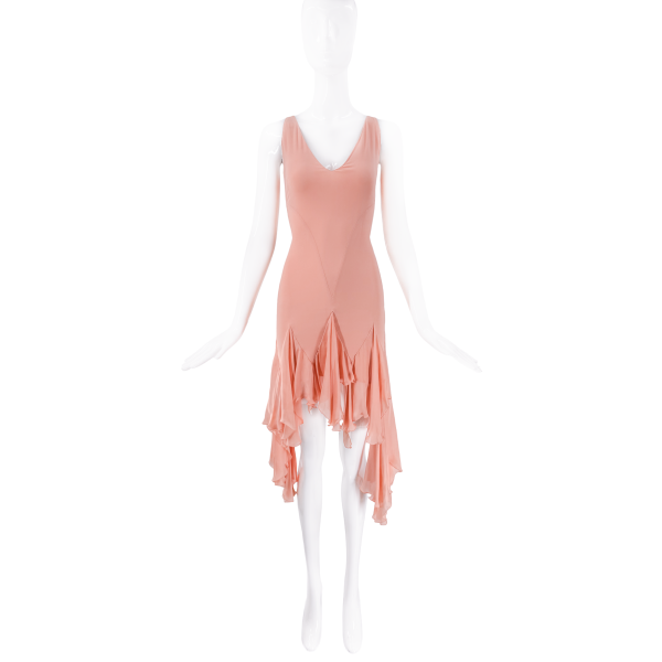 Roberto Cavalli Pink Drop Waist Ruffle Draped Dress