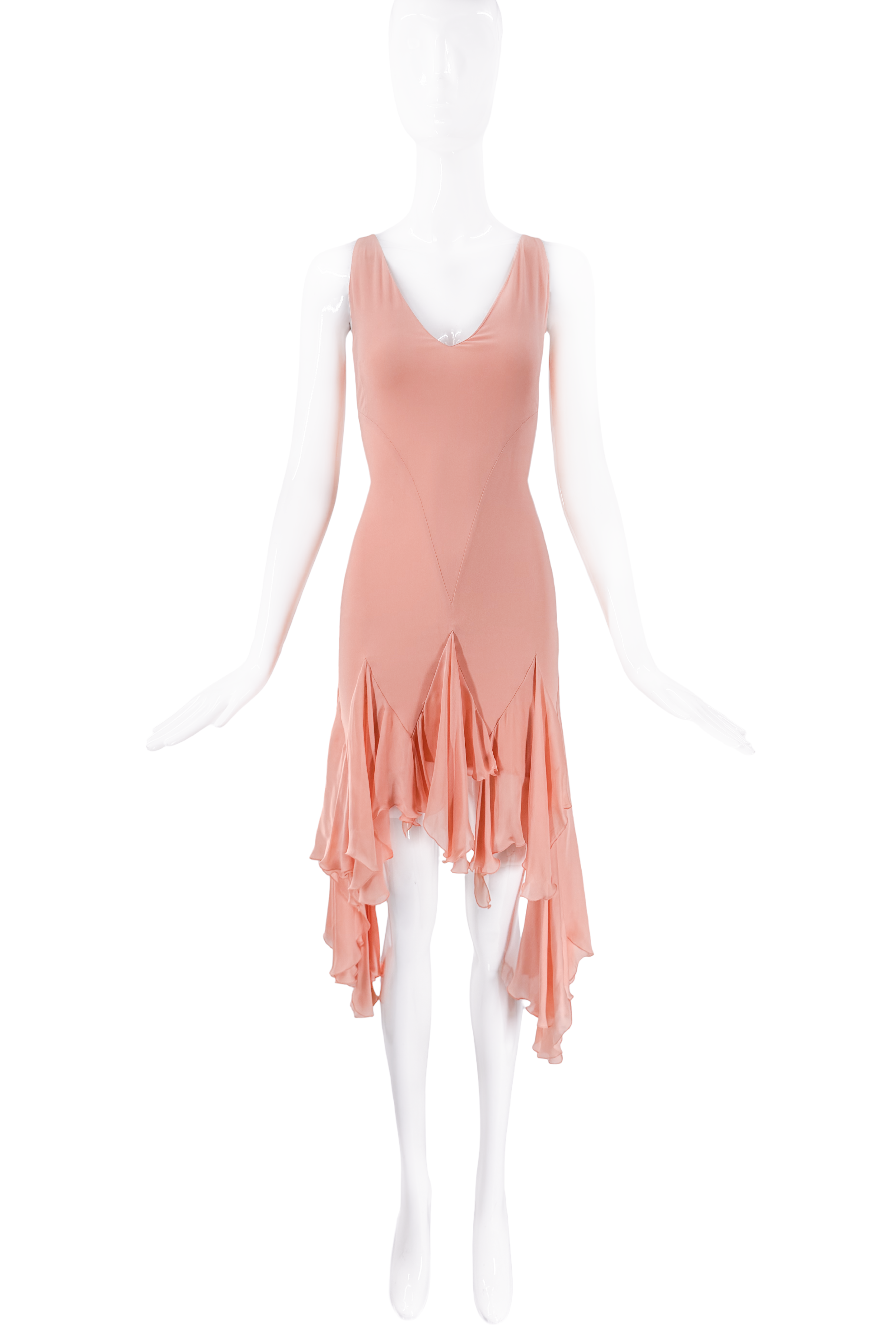 Roberto Cavalli Pink Drop Waist Ruffle Draped Dress Roberto Cavalli Pink Drop Waist Ruffle Draped Dress
