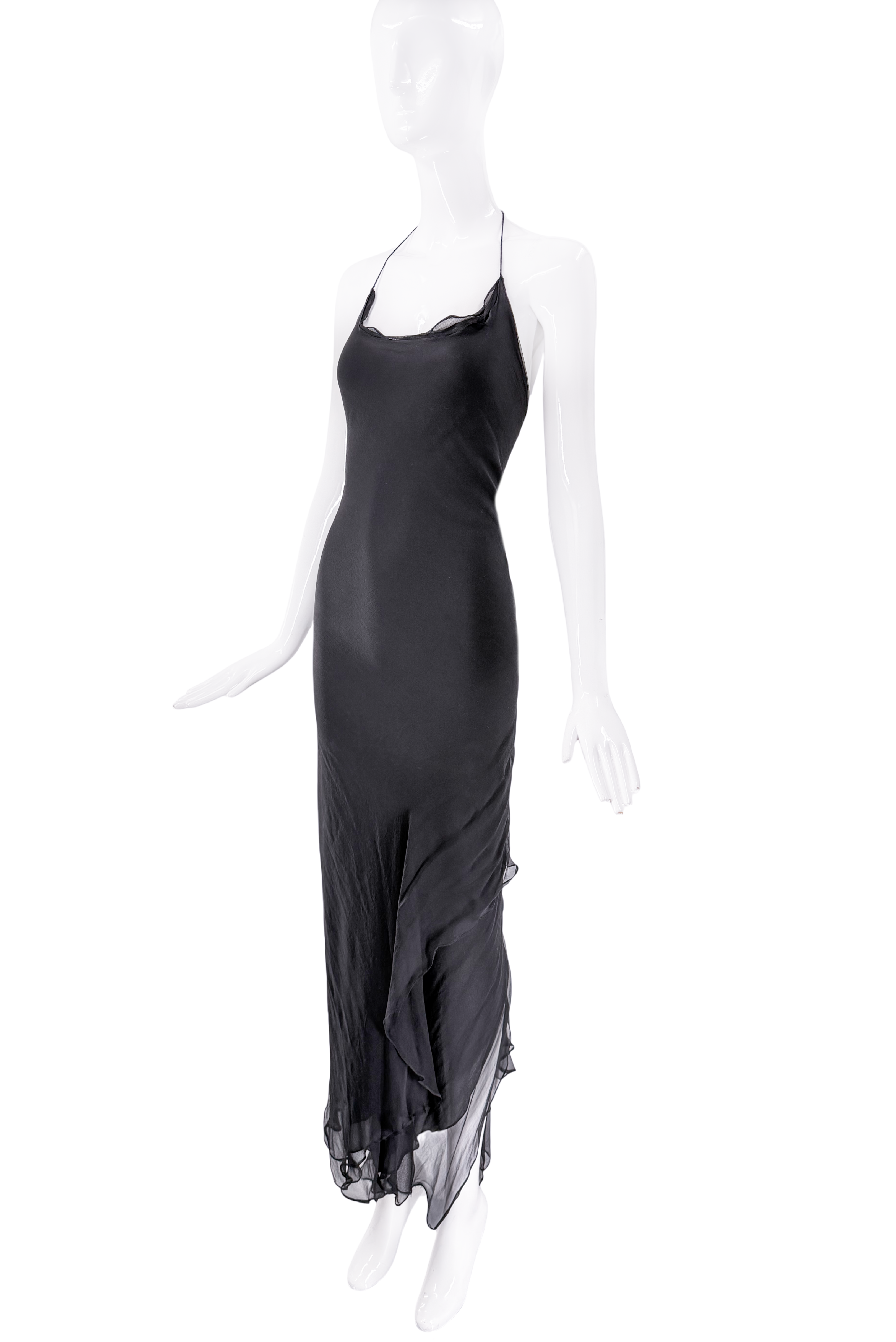 Saint Laurent Black Silk Backless Train Gown Saint Laurent Black Silk Backless Train Gown