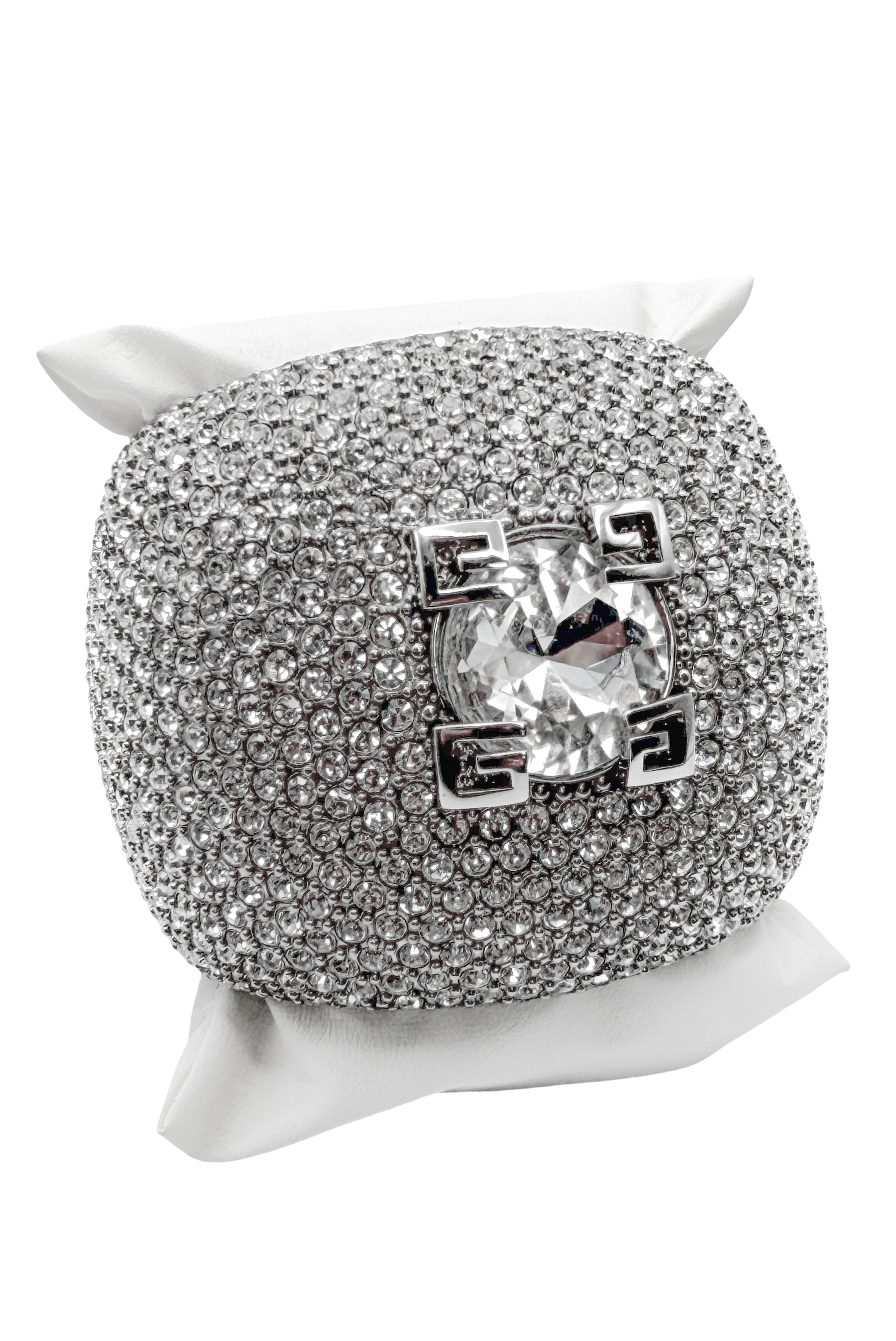Givenchy Silver Pavé W/ Large Center Crystal Oversized Cuff Bracelet Givenchy Silver Pavé W/ Large Center Crystal Oversized Cuff Bracelet