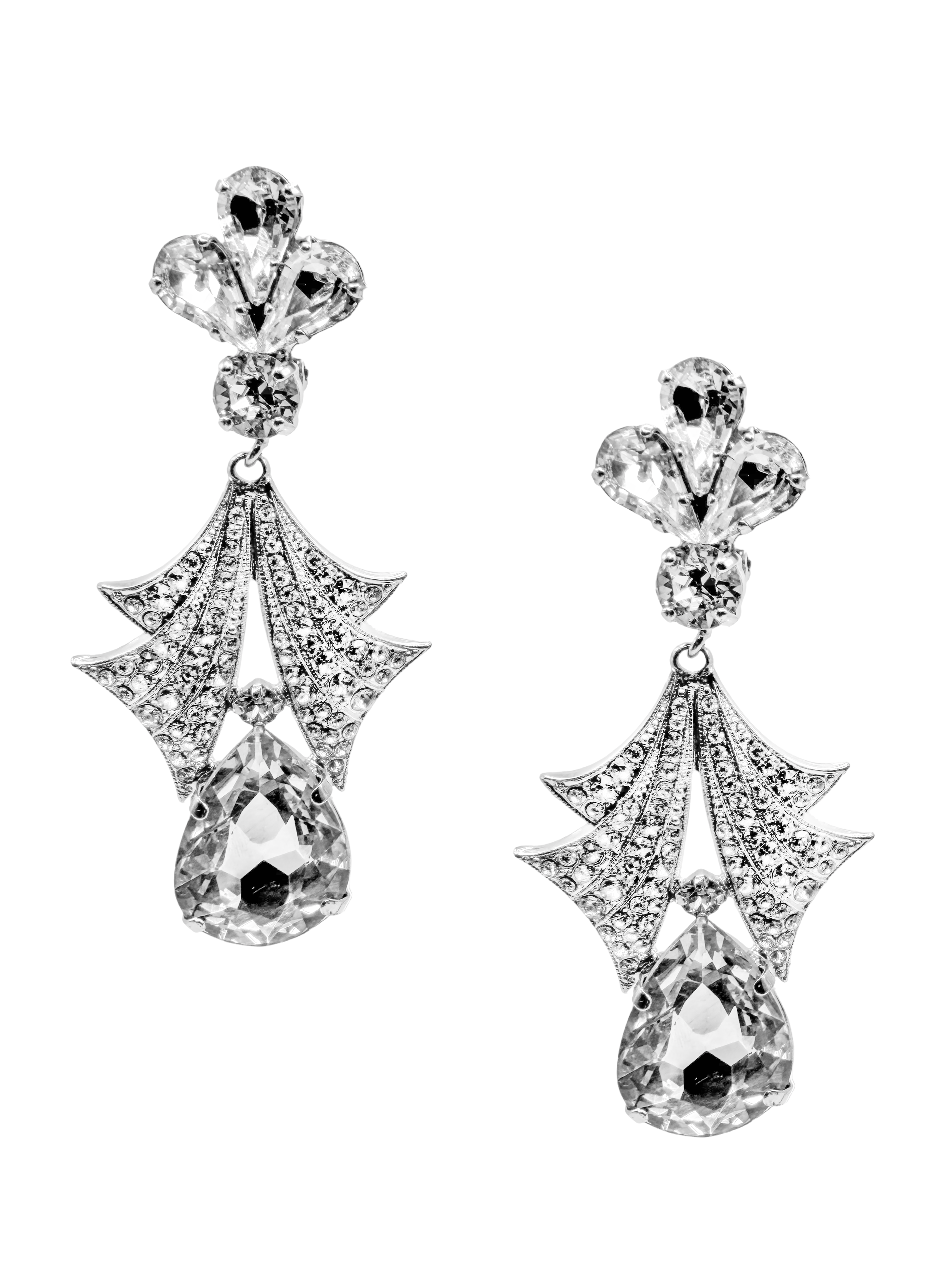 Dolce & Gabbana Silver Crystal Winged Teardrop Earrings Dolce & Gabbana Silver Crystal Winged Teardrop Earrings