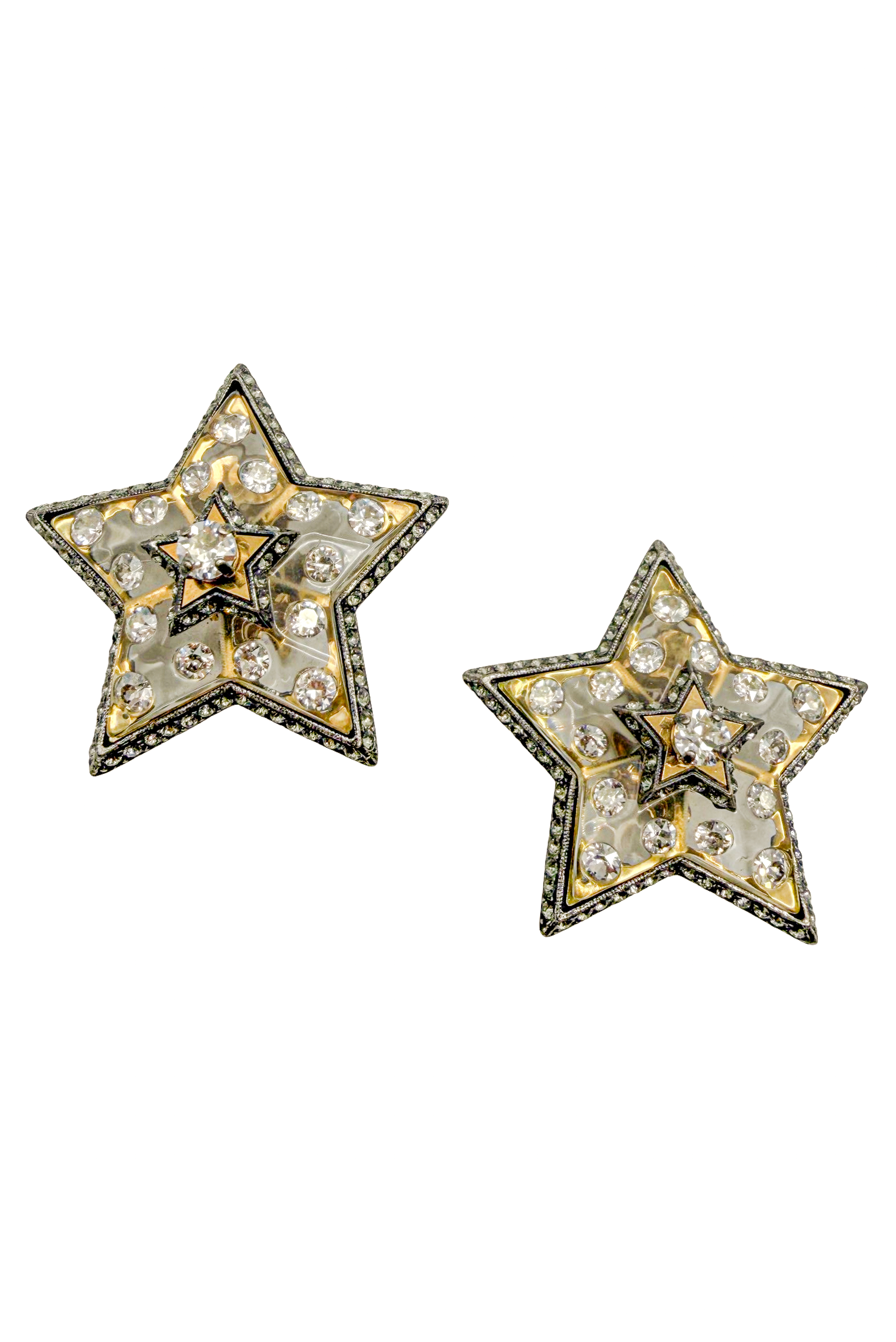 Lanvin Gold and Crystal Large Star Stud Earrings Lanvin Gold and Crystal Large Star Stud Earrings