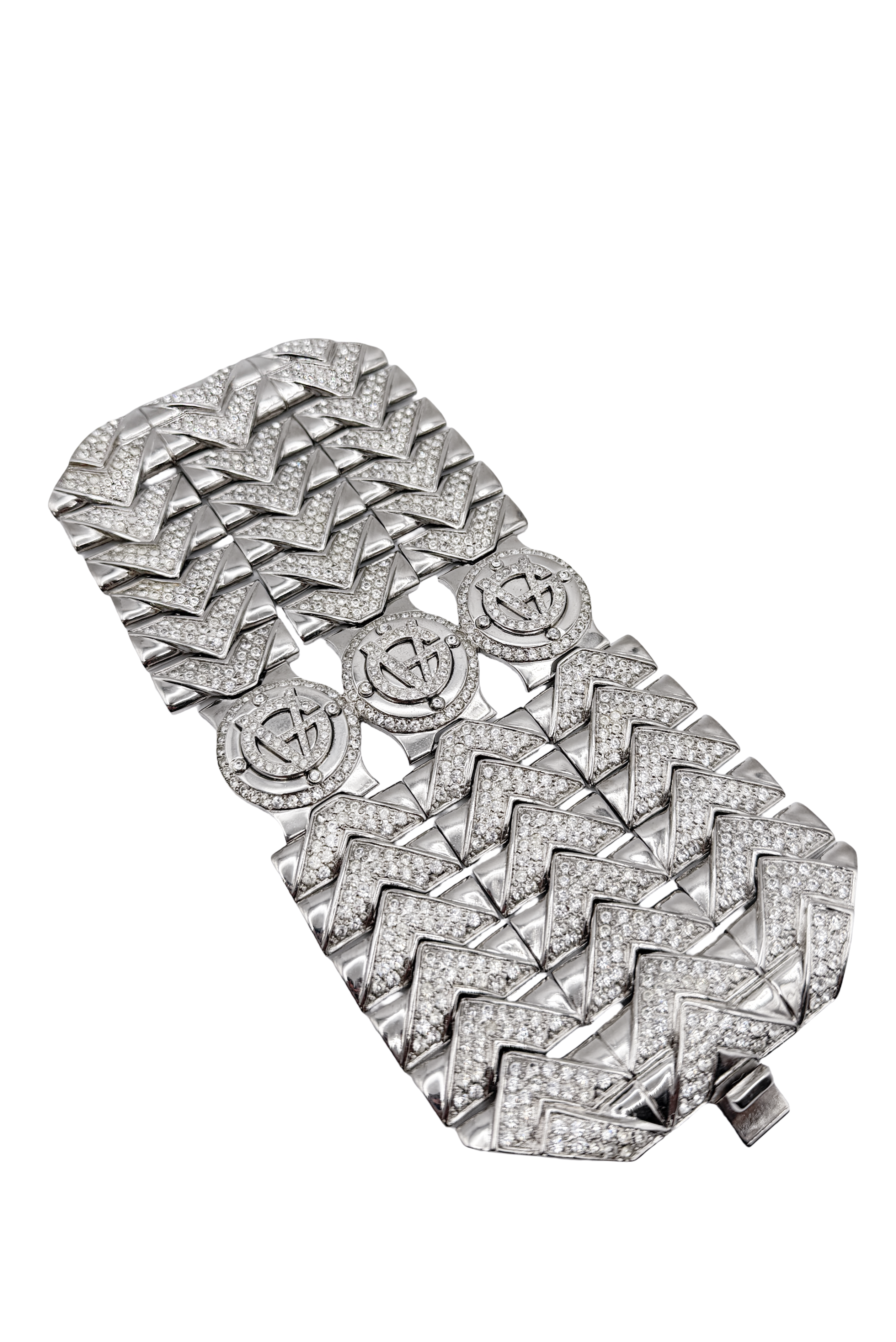 Gianni Versace Oversized Crystal Logo Link Bracelet Gianni Versace Oversized Crystal Logo Link Bracelet