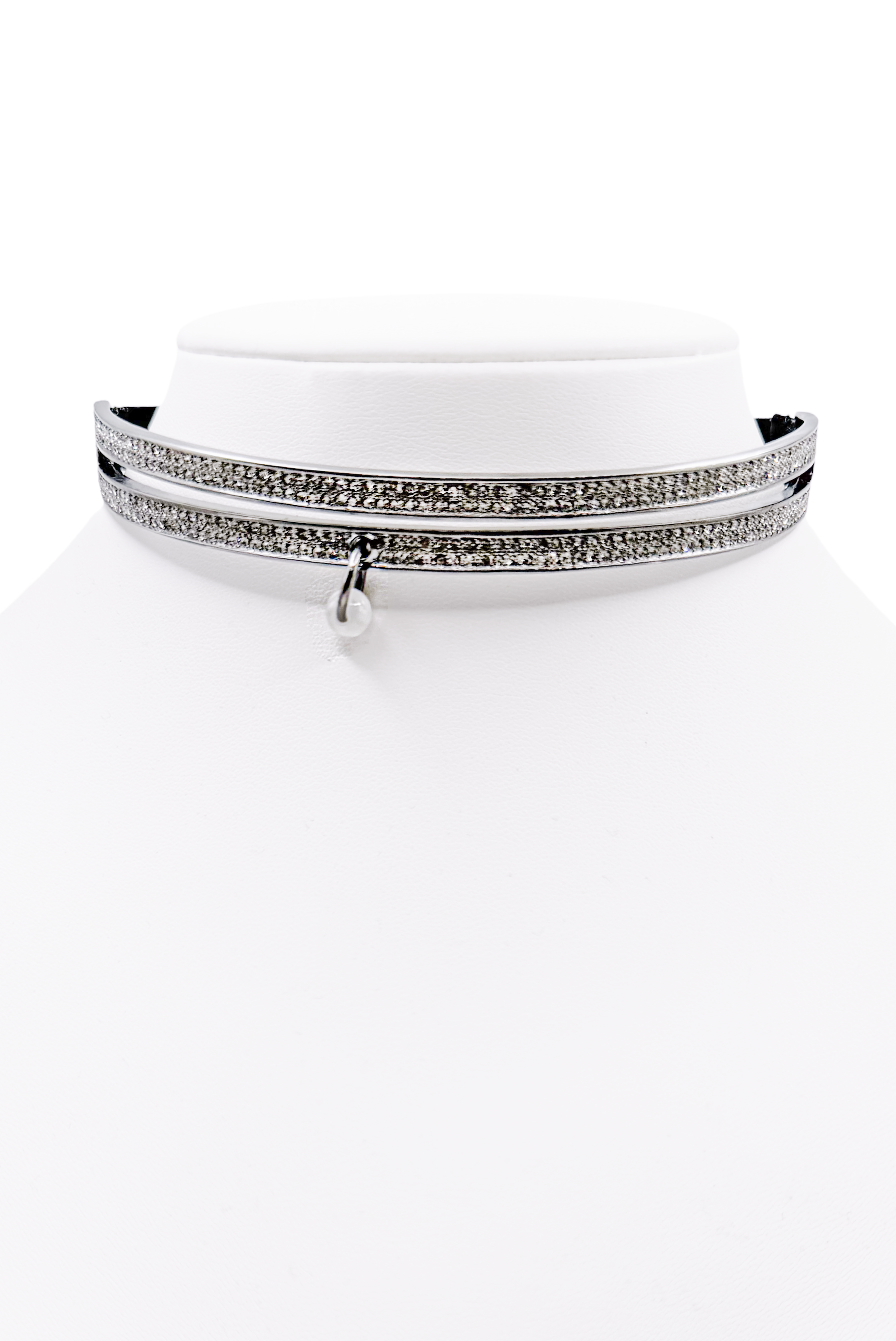 Christian Dior Blackened Silver Pavé Crystal Two Ring Choker Christian Dior Blackened Silver Pavé Crystal Two Ring Choker