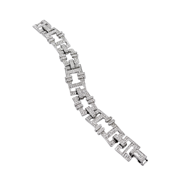 Christian Dior Silver Pavé Crystal Link Bracelet