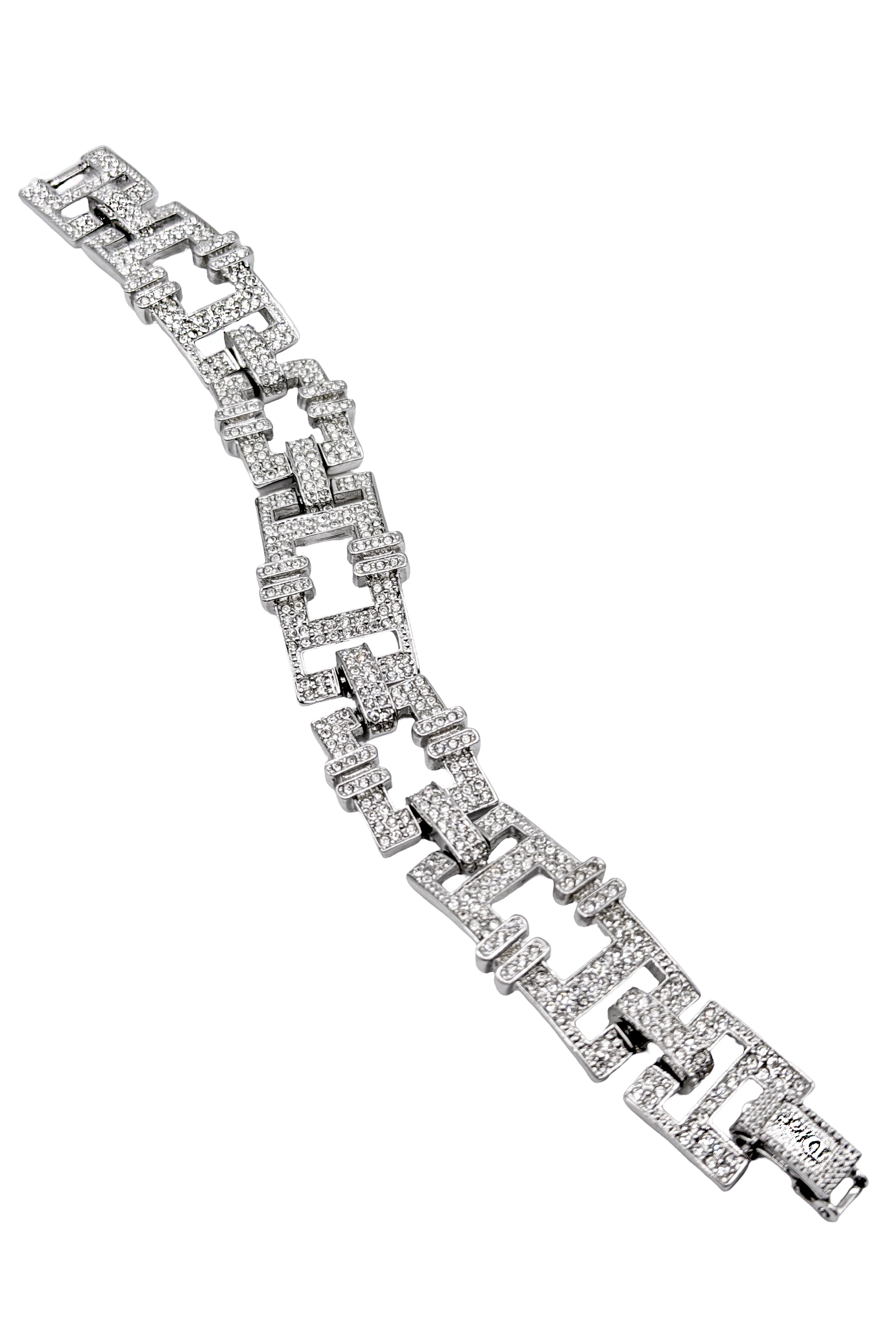 Christian Dior Silver Pavé Crystal Link Bracelet Christian Dior Silver Pavé Crystal Link Bracelet