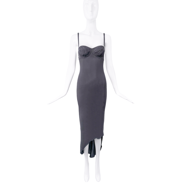 Dolce & Gabbana Dark Grey Asymmetric Slip Dress