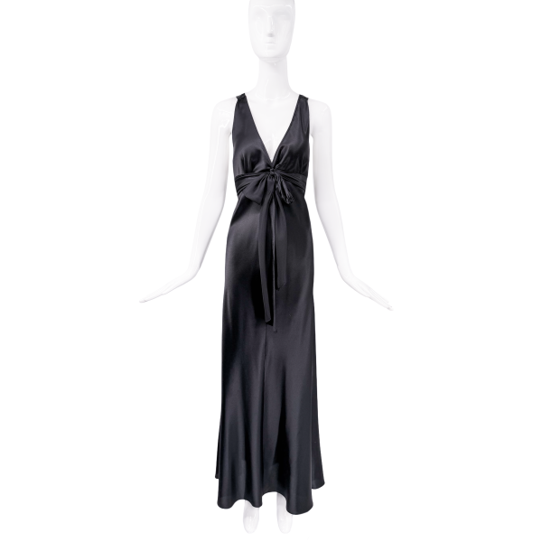 Valentino Black Bow Low Cut Dress Gown