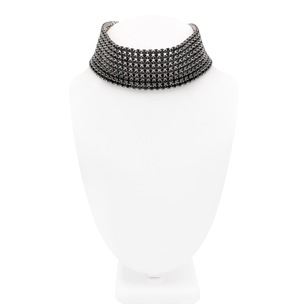 Dolce & Gabbana Black Pavé Crystal 8 Row Choker