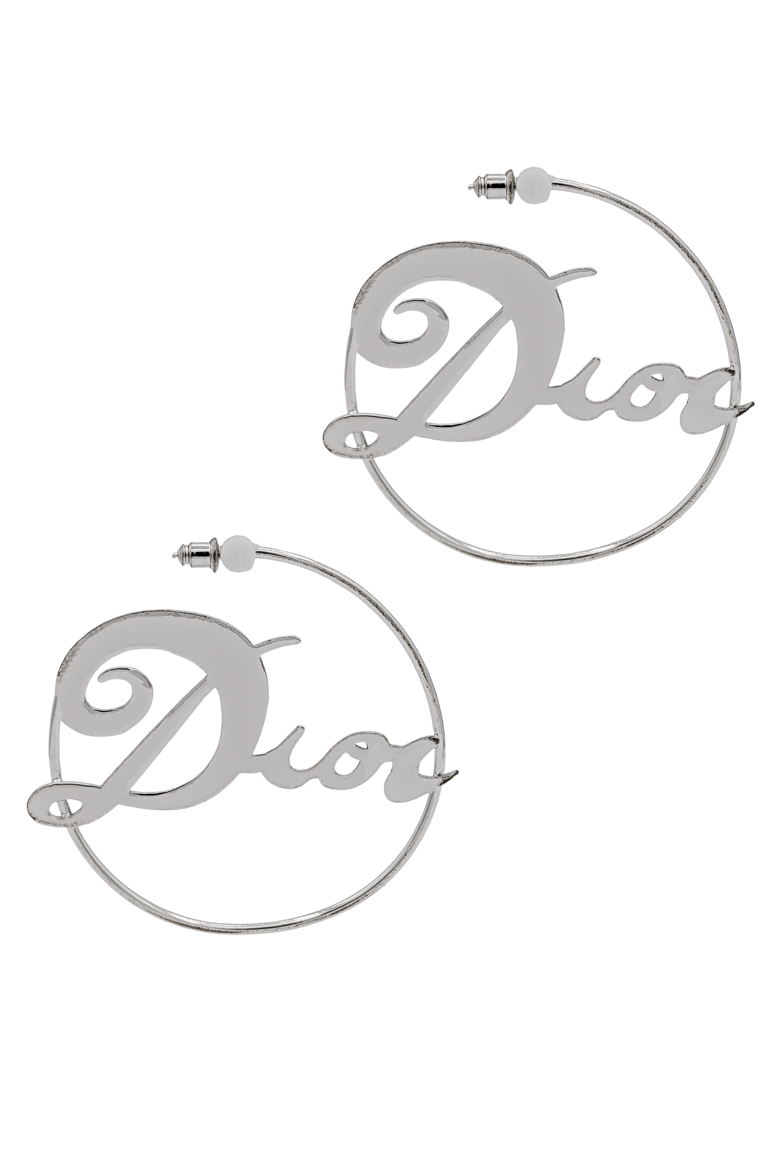 Christian Dior Silver Logo Hoop Earrings Christian Dior Silver Logo Hoop Earrings