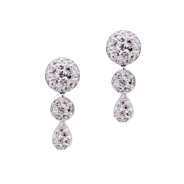 Christian Dior Silver Pavé Crystal Circle and Teardrop Earrings