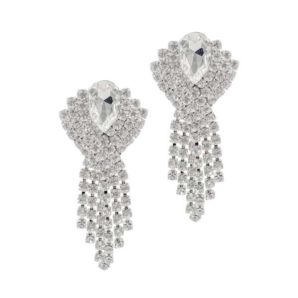 Alessandra Rich Silver Crystal Chandelier Earrings