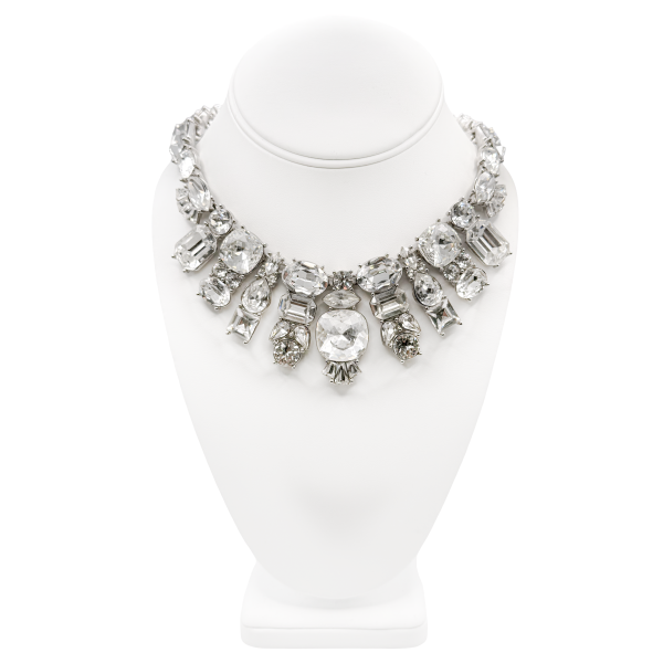 Saint Laurent Silver Crystal Multi Shape Necklace