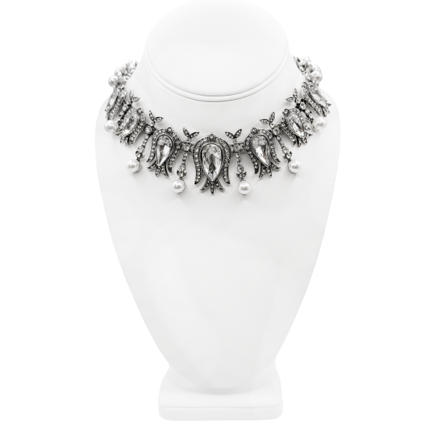 Oscar De La Renta Pearl and Pavé Crystal Necklace