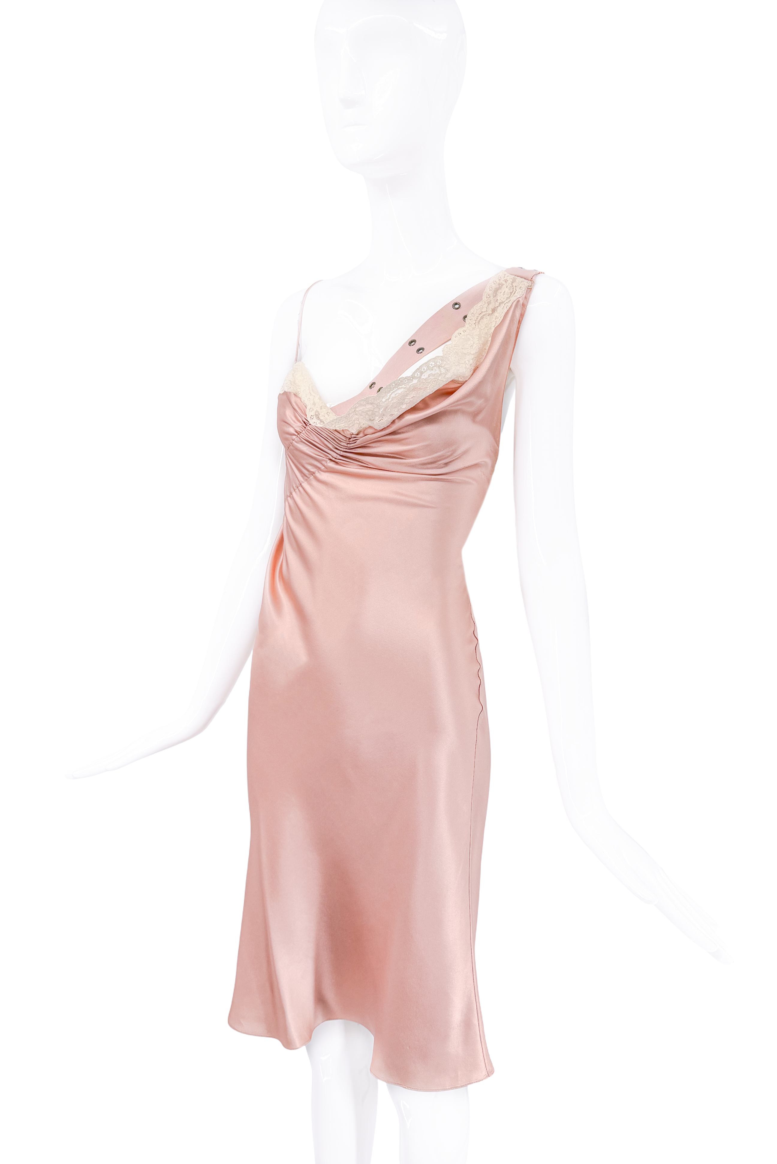 Christian Dior Pink Buckle Strap Lace Slip Dress SS02 Christian Dior Pink Buckle Strap Lace Slip Dress SS02