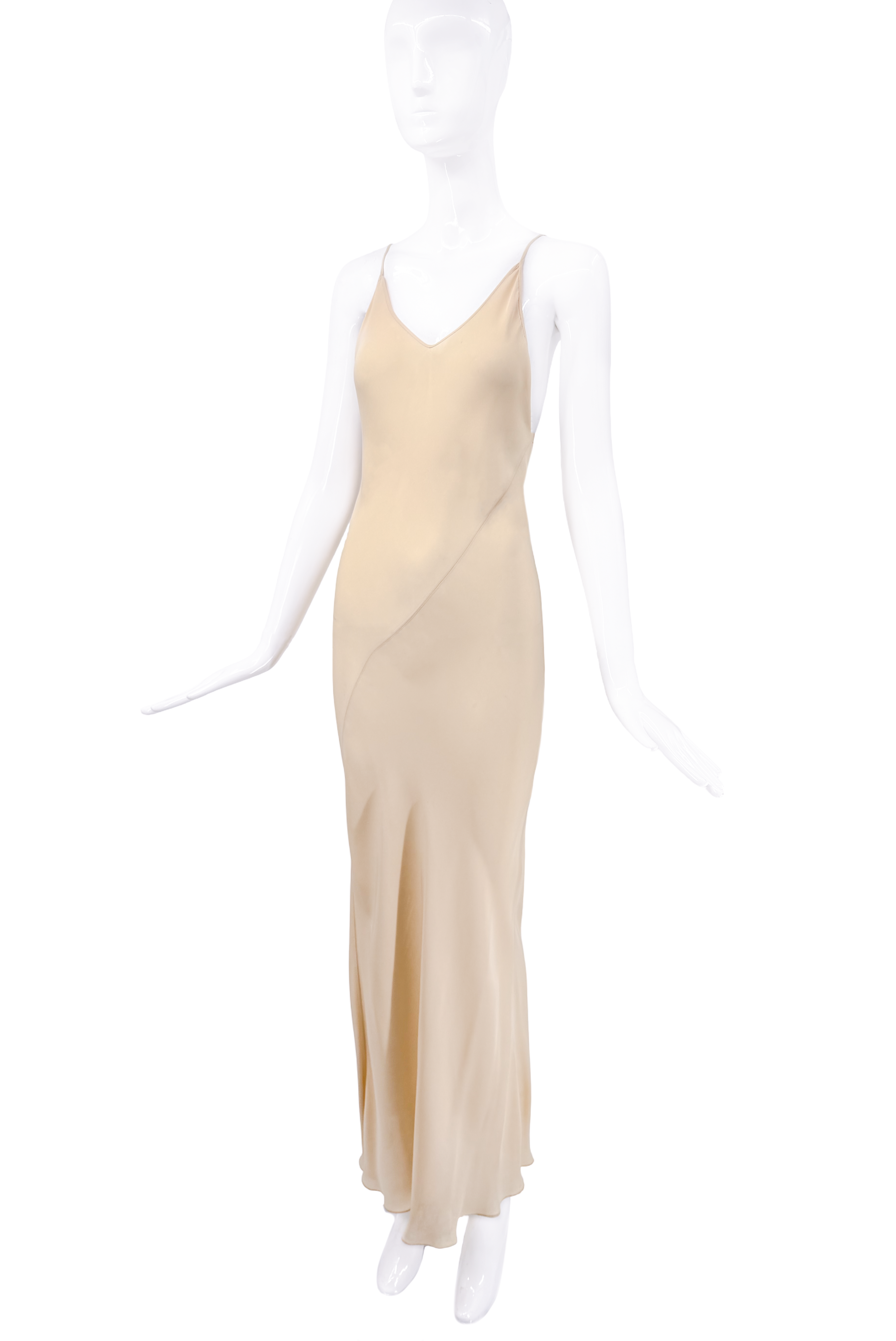 Vintage Beige Bias Cut Slip Dress Gown Vintage Beige Bias Cut Slip Dress Gown