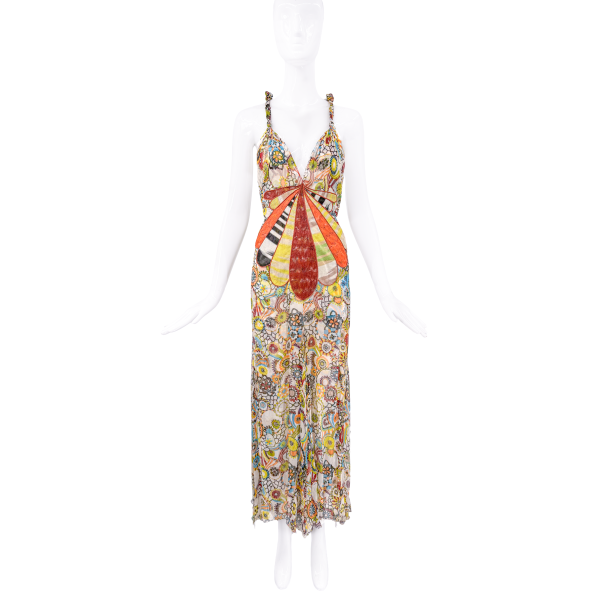 Missoni Multi Color Floral Print Open Back Gown