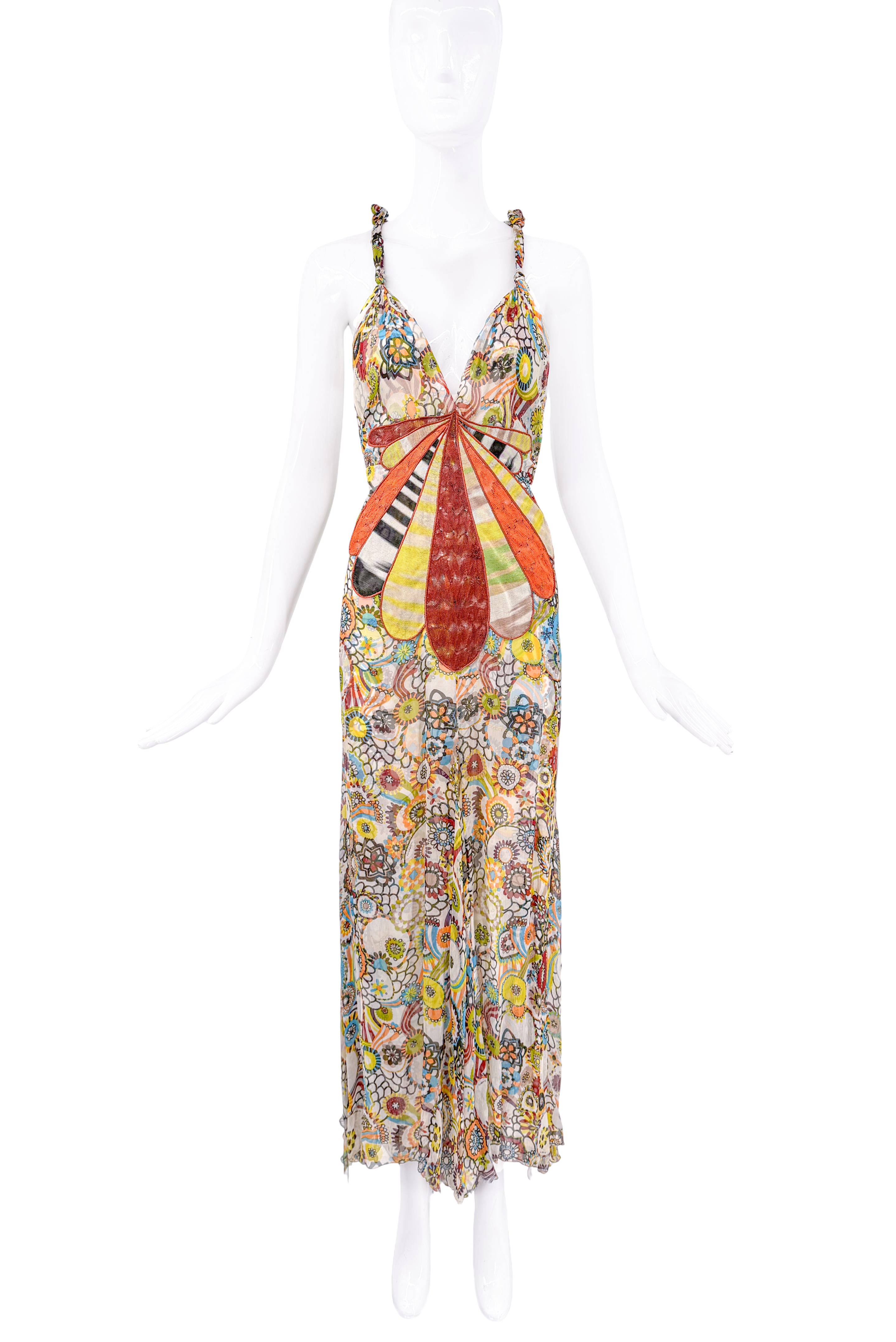 Missoni Multi Color Floral Print Open Back Gown Missoni Multi Color Floral Print Open Back Gown