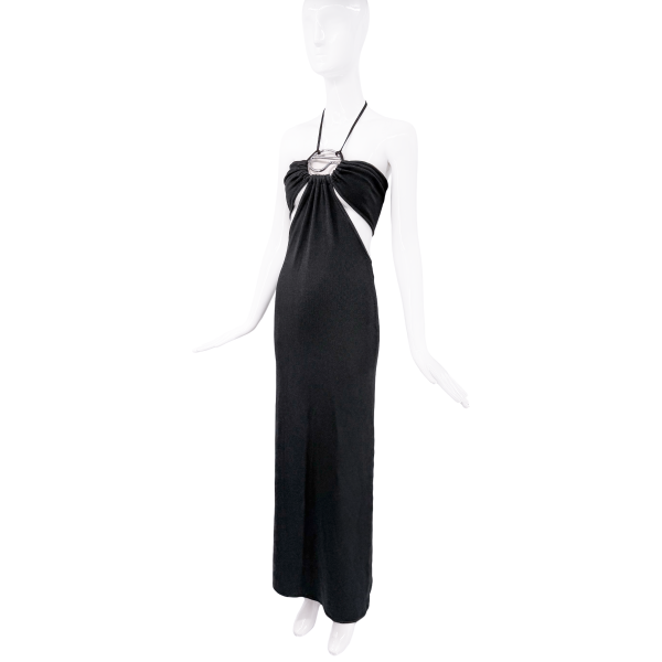 Coperni Black Knit Cut Out Halter Dress Gown