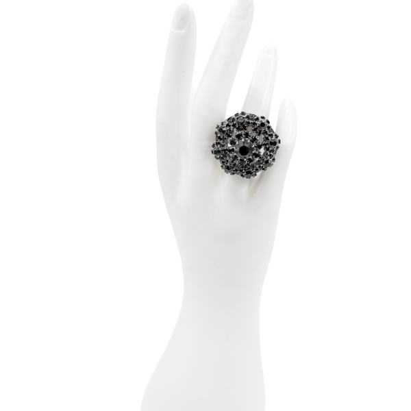 Christian Dior by John Galliano Black Crystal Rhinestone Cocktail Ring