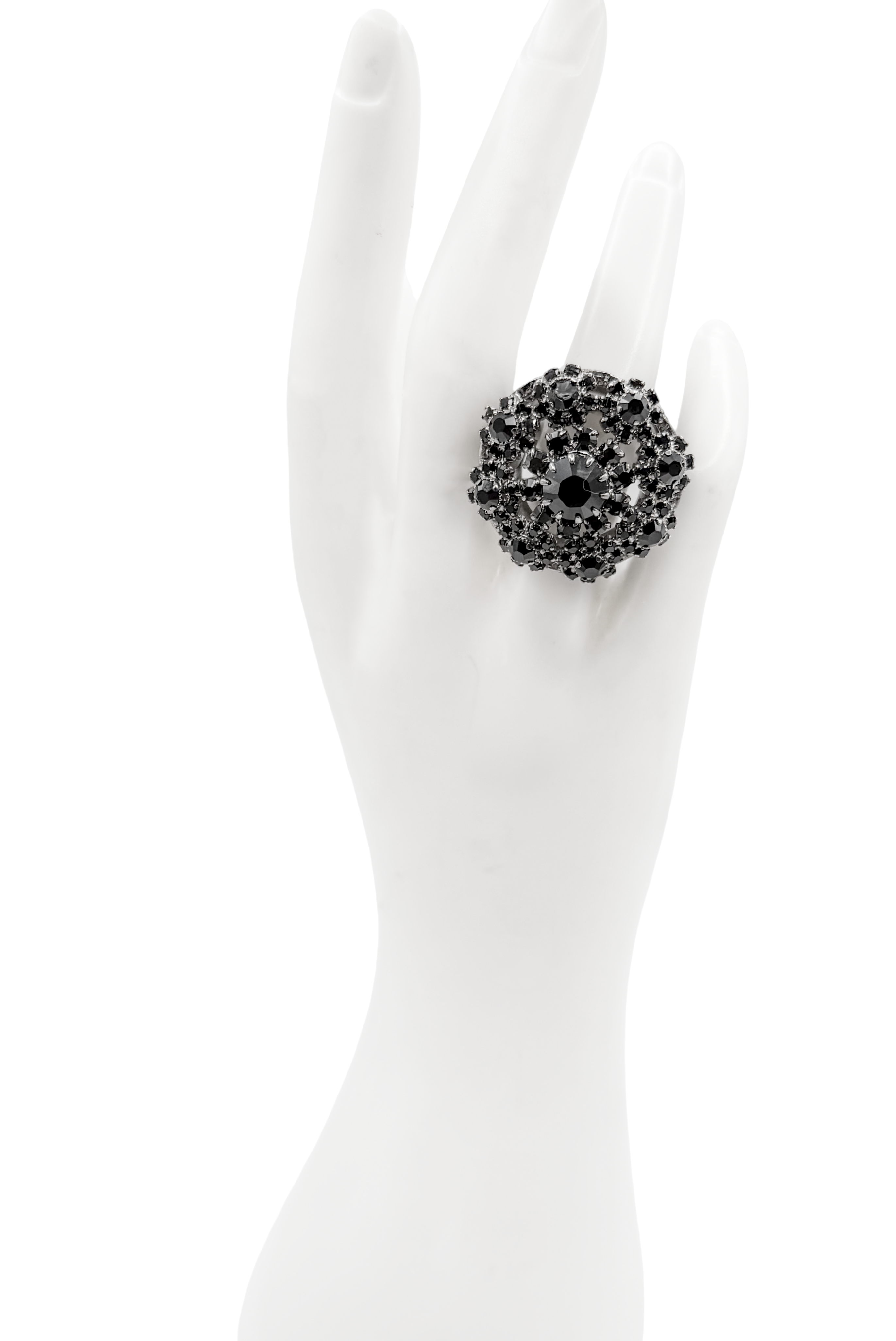Christian Dior by John Galliano Black Crystal Rhinestone Cocktail Ring Christian Dior by John Galliano Black Crystal Rhinestone Cocktail Ring