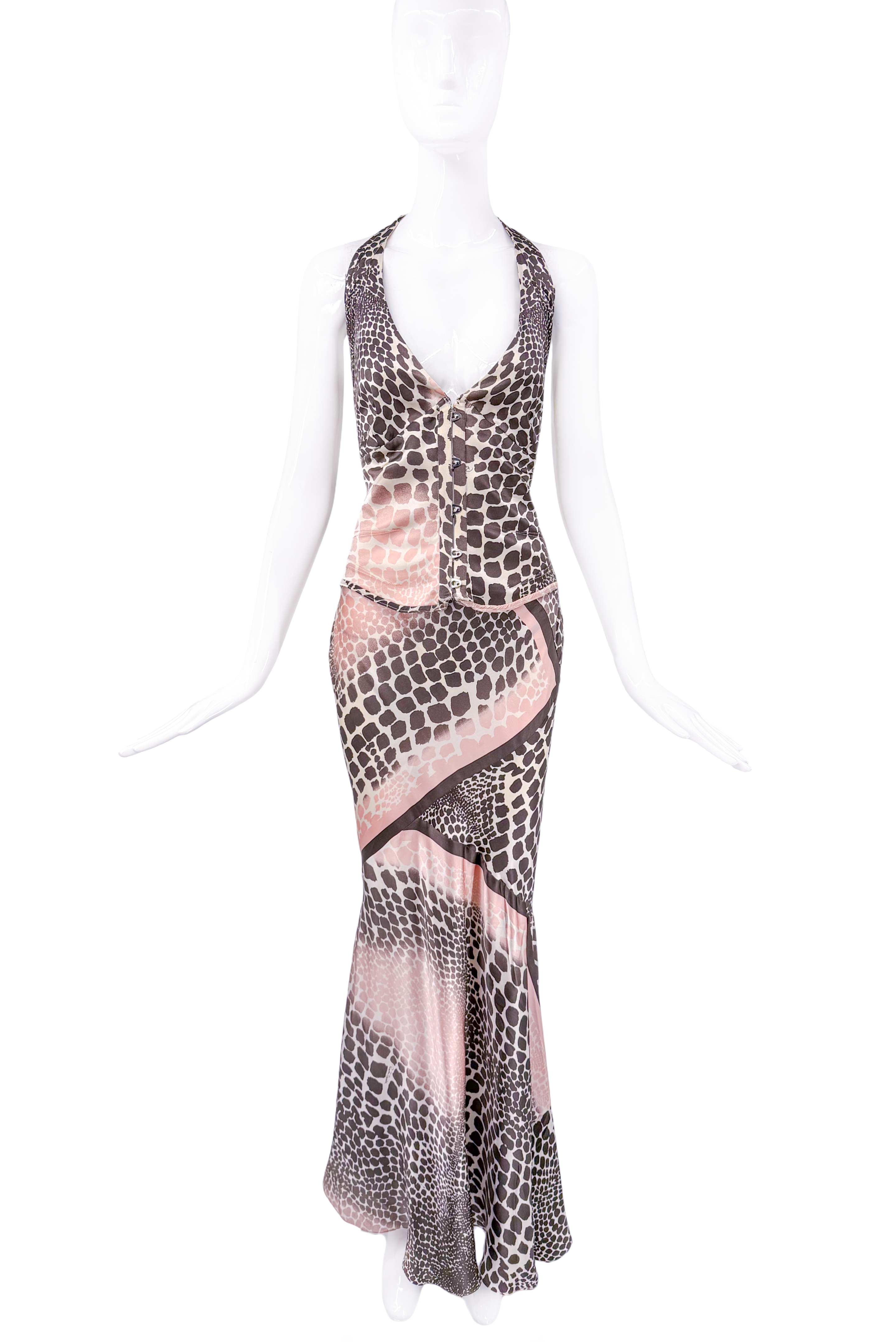 Roberto Cavalli Brown & Pink Giraffe Print Dress Runway 2003/2004 Roberto Cavalli Brown & Pink Giraffe Print Dress Runway 2003/2004