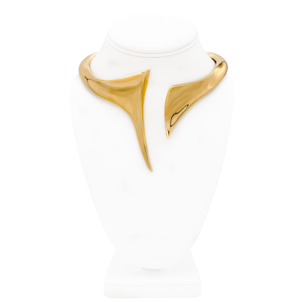 Giuseppe Zanotti Gold Oversized Sculptural Slip On Collar Necklace