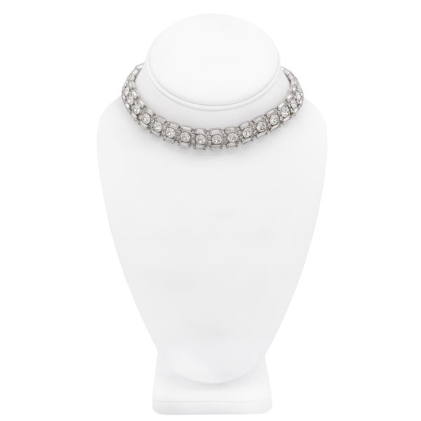 Vintage Silver Crystal Link Collar Necklace