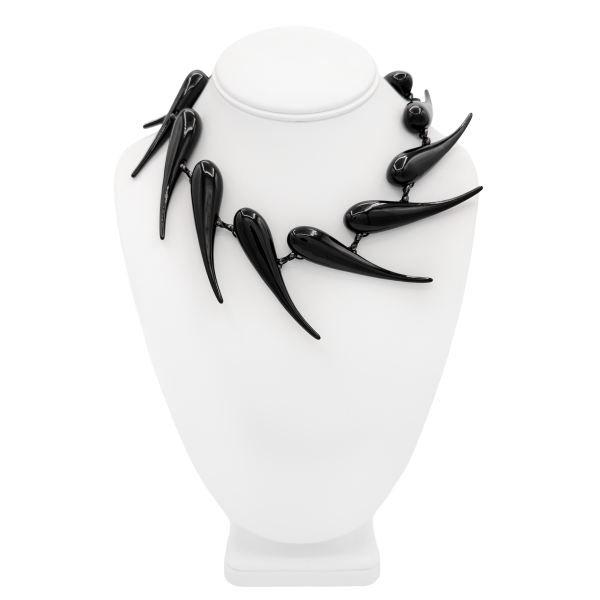 Mugler Black Pointed Teardrop Linked Necklace
