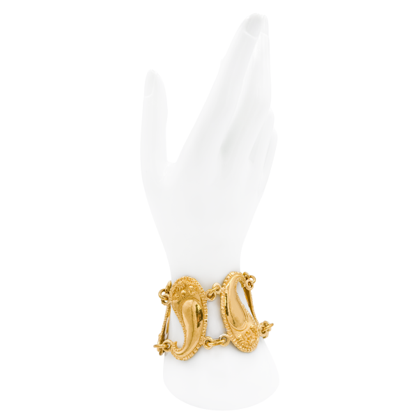 Leonard Paris Gold Paisley Two Chain Linked Toggle Clasp Bracelet
