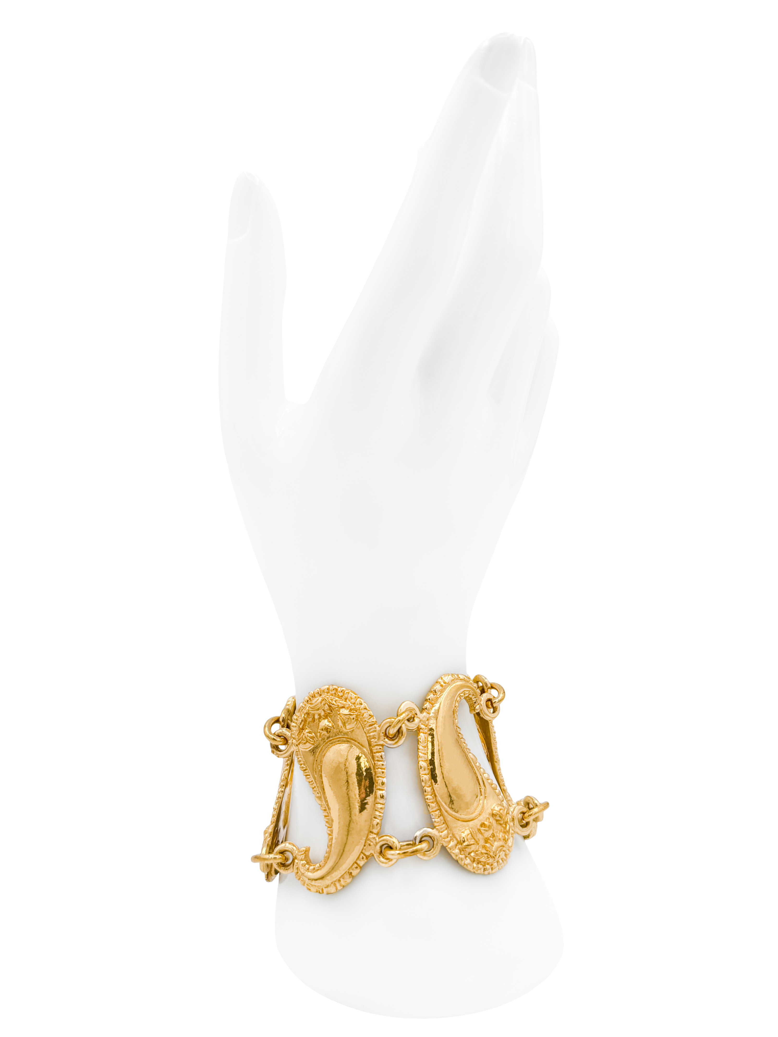 Leonard Paris Gold Paisley Two Chain Linked Toggle Clasp Bracelet Leonard Paris Gold Paisley Two Chain Linked Toggle Clasp Bracelet